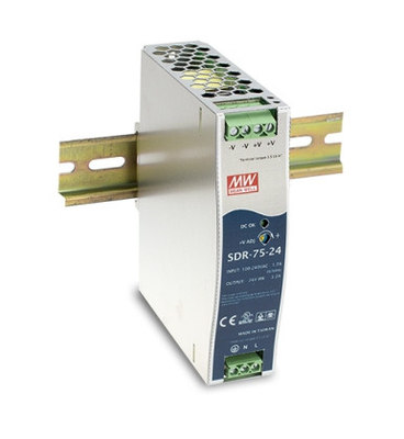 Электропитание 12V 24V 48V 85%-89% рельса Din SDR-75-24 Meanwell