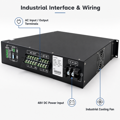 19 Inch 2U Rack Inverter 6KVA 4800W Pure Sine Wave 125VDC to 220VAC for Off-Grid Applications